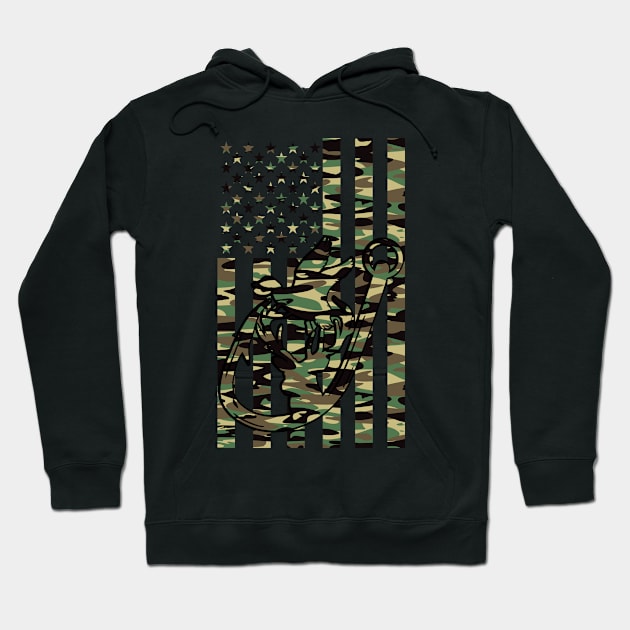 Camo USA Flag Camouflage Duck, Deer, Hook Fishing Hunter Hoodie by Beautiful Butterflies by Anastasia